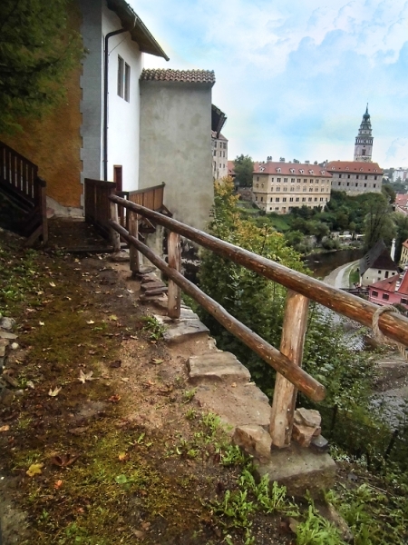 Před opravou - kamenná zeď na zámku Český Krumlov